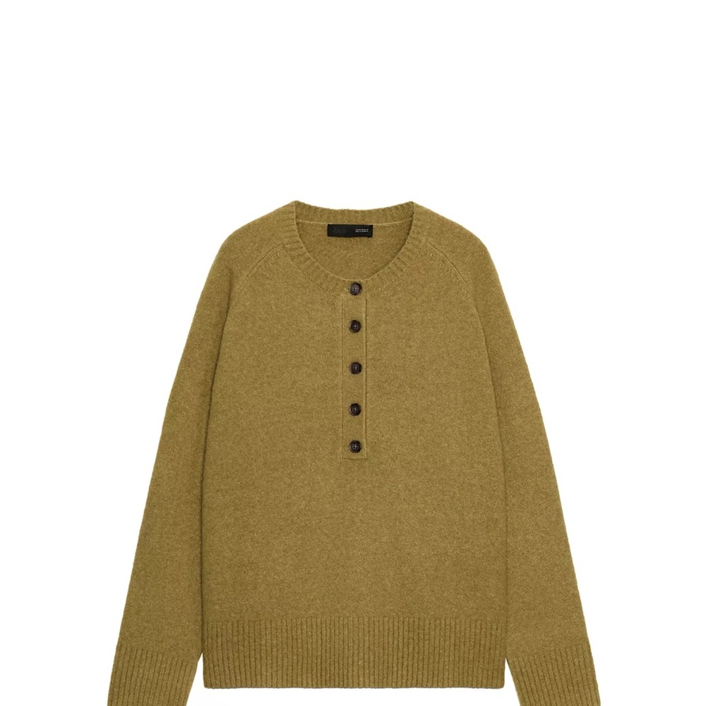 Zara Women's Olive Crew Neck Sweater